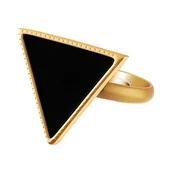 Pierścionki - Trójkątny, czarny, regulowany pierścionek by Klaudia Nieścior (R25/KN/05/2AU) - miniaturka - grafika 1
