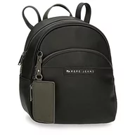Plecaki - Pepe Jeans Piere Plecak na co dzień, czarny, 22 x 25 x 10 cm, skóra PU, czarny/biały, plecak na co dzień, czarny/biały, Plecak na co dzień - miniaturka - grafika 1