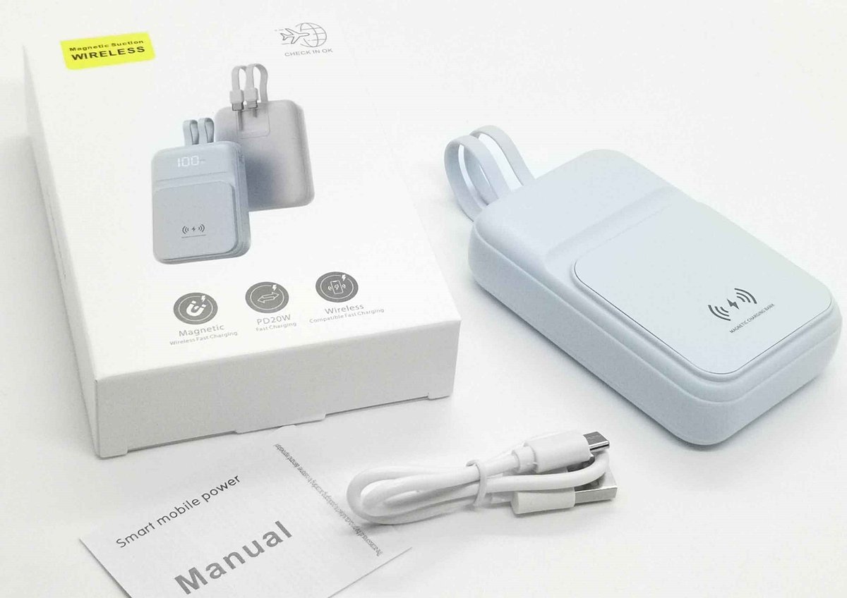 POWERBANK Mini 10000 Sybkie Ładowanie Bezprzewodwe Cyfrowy wskaźnika BLUE