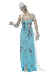 Halloween Smiffys kostium zombie zombie, niebieski, z sukienką, wzmacniane żeberki lateksowe i diadem - Moda i Uroda OUTLET - miniaturka - grafika 1
