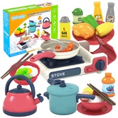Zabawy w naśladowanie dorosłych - ZESTAW DO KUCHNI DLA DZIECI AKCESORIA KUCHENNE CZAJNIK SZYBKOWAR PATELNIA - miniaturka - grafika 1