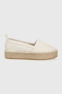 Calvin Klein Jeans espadryle kolor beżowy na platformie - Espadryle damskie - miniaturka - grafika 1