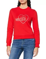 Swetry damskie - Love Moschino Damski sweter z długim rękawem i logo Studs, czerwony, 38 PL - miniaturka - grafika 1