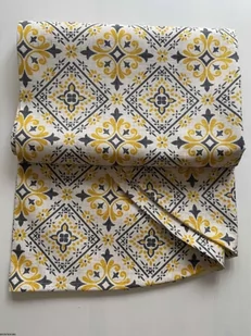 Owalny obrus plamoodporny bawełniany żółtego koloru z wzorem Ornament - Obrusy i serwetki - miniaturka - grafika 1