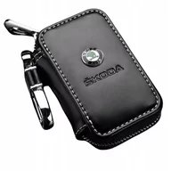 Etui na klucze - SKÓRZANE ETUI na klucze SKODA logo KLUCZYK samochodowy ELEGANCKI brelok - miniaturka - grafika 1