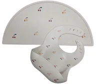 Dywany dla dzieci - ZESTAW SILIKONOWA MATA I ŚLINIAK Z KIESZONKĄ NA STÓŁ WZÓR CHERRY WISIENKI - miniaturka - grafika 1