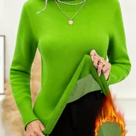 Swetry damskie - TEMU Damski Gruby Sweter Zimowy – Wysoki Kołnierz, Ciepły Wzór/Kabel, Jednokolorowa Bluzka, Tunika do Warstwowania, Elegancki Must-Have na Jesień i - miniaturka - grafika 1