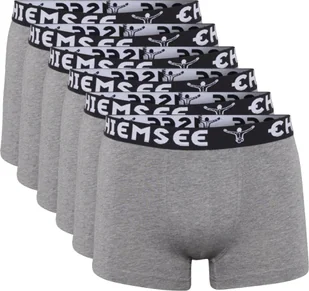 Bokserki męskie CHIEMSEE, opakowanie 6 sztuk - szorty, logo w pasie, jednokolorowe, szare M - Majtki męskie - miniaturka - grafika 1