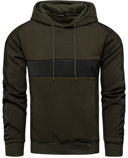 Bluza męska z kapturem zielona z czarnym pasem Recea - Bluzy męskie - miniaturka - grafika 1