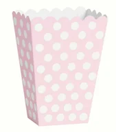 Dekoracje i nakrycia stołu na imprezę - Unique Pudełka na popcorn jasnoróżowe w białe kropki - 8 szt. U59298 - miniaturka - grafika 1