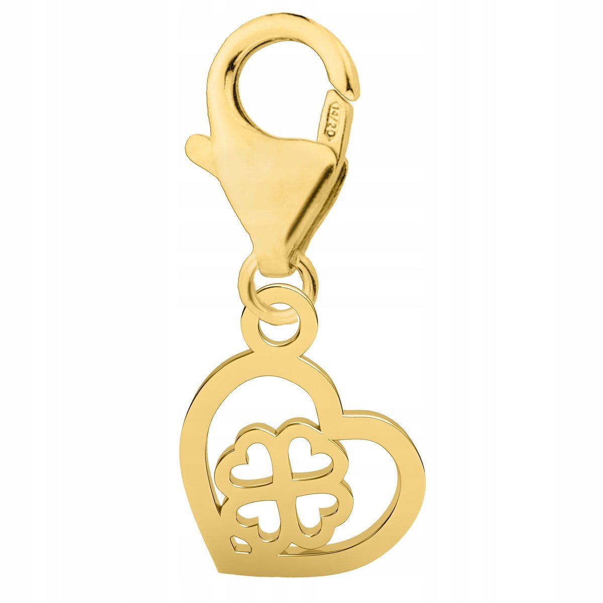 Złota Zawieszka Koniczyna Małe Serce z Koniczynką Koniczyna SREBRO 925