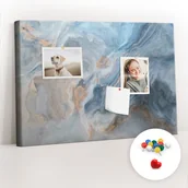 Tablice i flipcharty - Szkolna Tablica korkowa 60x40 cm, Kolorowe Pinezki, wzór Marmur wzór - miniaturka - grafika 1