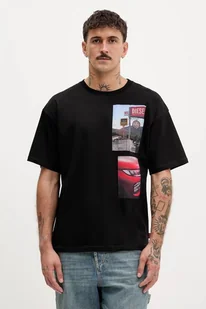 Diesel t-shirt bawełniany T-BOXT-T3 męski kolor czarny z aplikacją A19467.0PLAT - Koszulki męskie - miniaturka - grafika 1