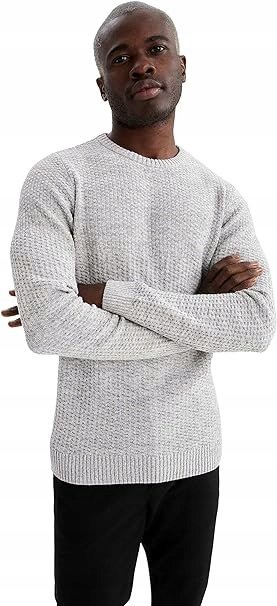 DEFACTO SWETER SZARY Z DŁUGIM RĘKAWEM MĘSKI XS P6M