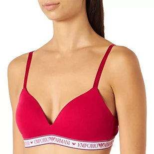 Emporio Armani Damski biustonosz z logo, wyściełany, trójkątny, karmazyn, M - Biustonosze - miniaturka - grafika 1