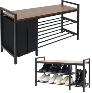 Ławka na buty z siedziskiem i koszem - 92x30x52 metalowa Stojak na buty z ławką metalową - Szafki na buty Ławka na buty z siedziskiem i koszem - 92x30x52 metalowa Stojak na buty z ławką metalową - Szafki na buty - miniaturka - grafika 1