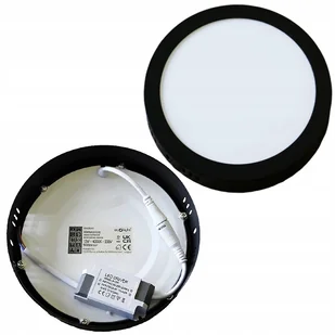 Panel Led +Zasilacz Czarny Okrągły Natynkowy Oprawa Sufitowa 12W 4000K 16cm - Oprawy, klosze i abażury - miniaturka - grafika 1