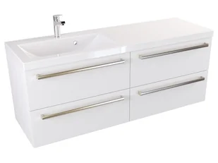 Szafka Wisząca Z Umywalką ATH 120 cm S Lewa - Biały Mat - Uchwyty Stal Szczotkowana - Szafki łazienkowe - miniaturka - grafika 1