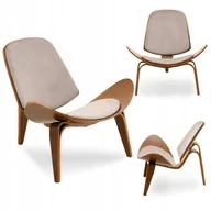 Fotele - Ekstrawagancki Fotel Gięty Z Drewna Do Biurowego Lobby Roland Beżowy Orzech - miniaturka - grafika 1