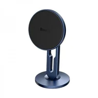 Uchwyty samochodowe do telefonów - Baseus Hollow Magnetic | Uchwyt samochodowy magnetyczny do telefonu na kokpit deskę z miejscem na kabel | niebieski SULK-03 - miniaturka - grafika 1