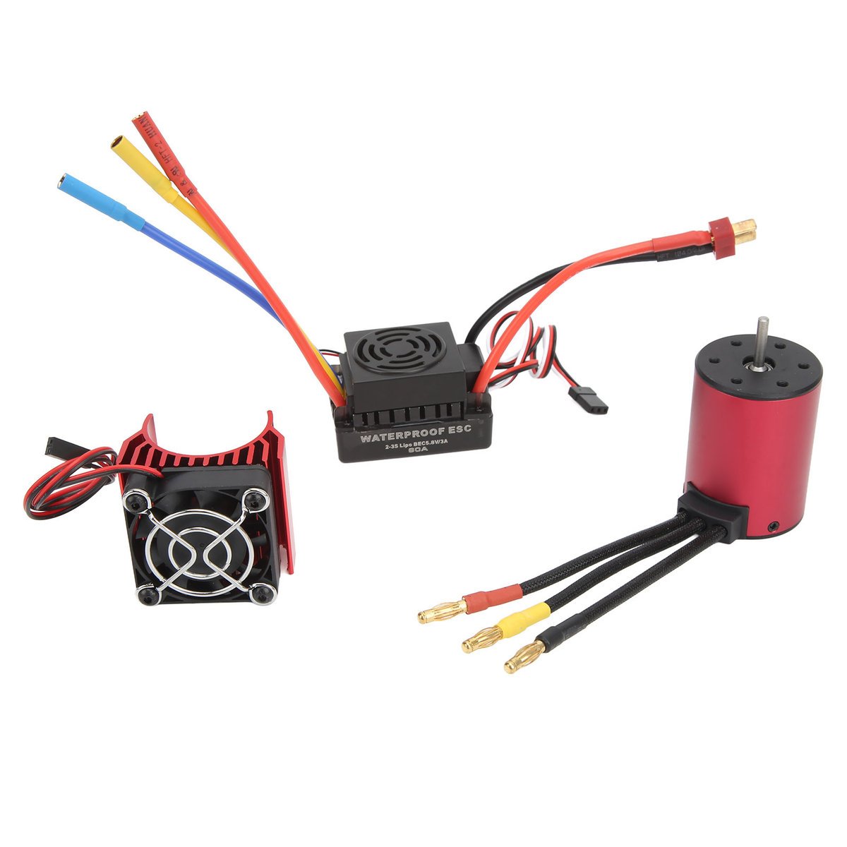 Silnik bezszczotkowy 4300KV z regulatorem 60A, 4 bieguny, 12 gniazd, szczotka RC