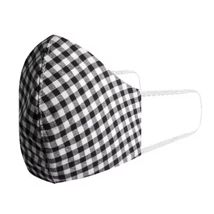 Maseczka wykonana z bawełny - dziubek - profilowana - biało-czarna w kratkę EM 5 - EM Men's Accessories - Maseczki ochronne i antywirusowe - miniaturka - grafika 1