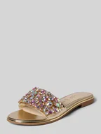 Sandały damskie - Sandał na obcasie z ozdobnymi kamieniami model 'KIRA SLIDE' - miniaturka - grafika 1