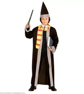 Widmann Childs Wizard robe with Scarf & ma Fancy Dress Costume, 140, czarny 01147 - Stroje karnawałowe - miniaturka - grafika 1