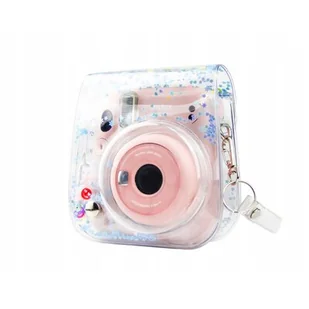 Instax-FUJIFILM, pokrowiec do aparatu, Instax Mini 11 / przezroczysty, cekiny niebieskie - Akcesoria fotograficzne - miniaturka - grafika 1