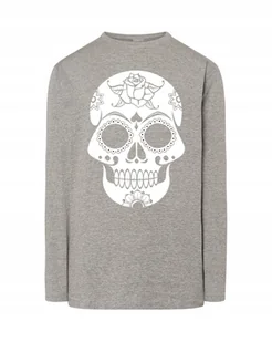 Longsleeve męski nadruk biała CZASZKA SKULL r.L - Koszulki męskie - miniaturka - grafika 1