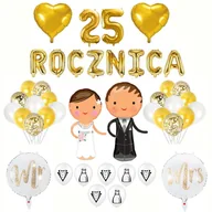 Wesele i ślub - 25 ROCZNICA ŚLUBU BALONY DEKORACJA ZESTAW ZŁOTY - miniaturka - grafika 1