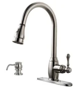 Baterie kuchenne - Bateria kuchenna retro LYME srebrna mat wyciągana wylewka z dozownikiem - srebrny mat - miniaturka - grafika 1