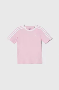 adidas t-shirt bawełniany dziecięcy kolor różowy gładki - Koszulki dla chłopców - miniaturka - grafika 1