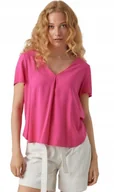 Bluzki damskie - VERO MODA RÓŻOWA LUŹNA BLUZKA Z DEKOLTEM W SZPIC M J7A - miniaturka - grafika 1