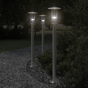 The Living Store Lampa ogrodowa na słupku - srebrna - 100 cm - stal nierdzewna - Lampa Ogrodowa - Lampy ogrodowe - miniaturka - grafika 1