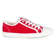 Trampki damskie - SHELOVET Czerwone Trampki - ButyModne - miniaturka - grafika 1