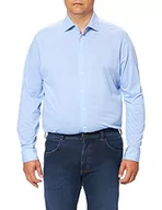 Koszule męskie - Seidensticker Męska koszula biznesowa, bez prasowania, o prostym kroju, krój regular fit, długi rękaw, kołnierz Kent, 100% bawełna, jasnoniebieski, 40 - miniaturka - grafika 1