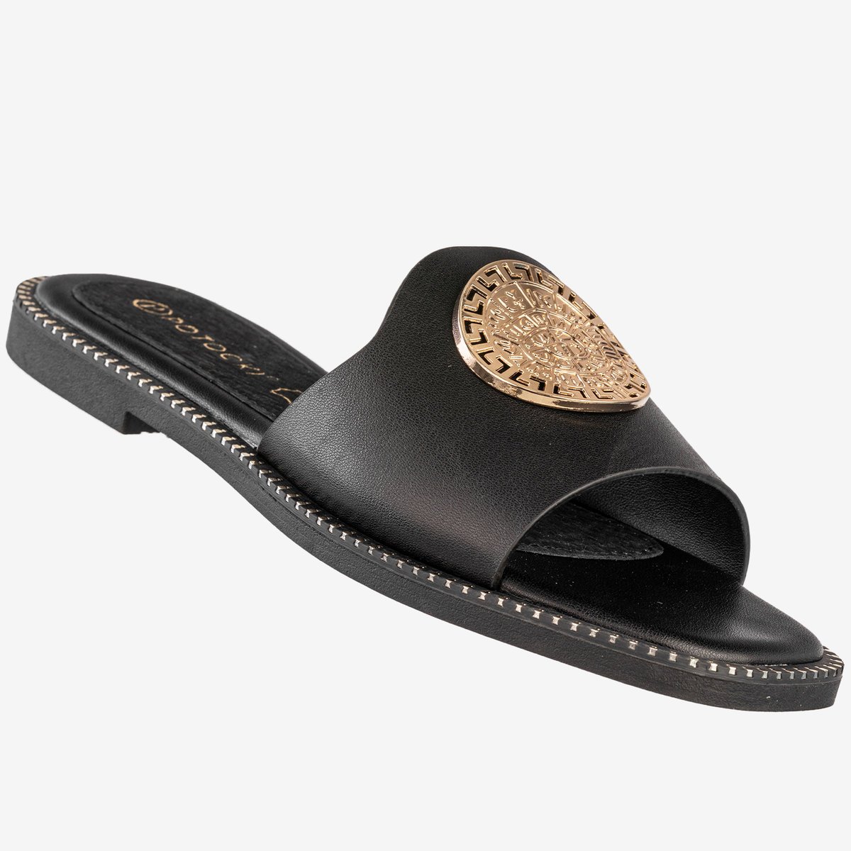 Klapki Damskie Ekoskóra Buty Eleganckie Płaski Obcas Czarne Potocki 25-08311BK Czarny 40