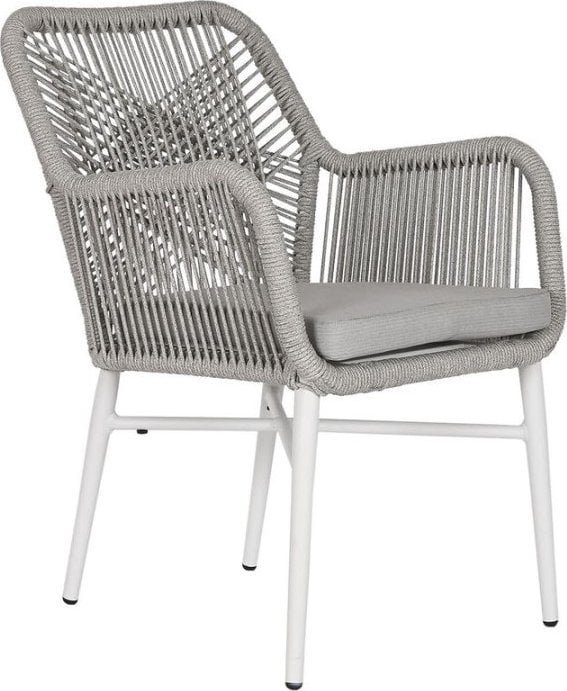 Bigbuy Home Fotel ogrodowy Home ESPRIT Biały Szary Aluminium rattan syntetyczny 57 x 63 x 84 cm