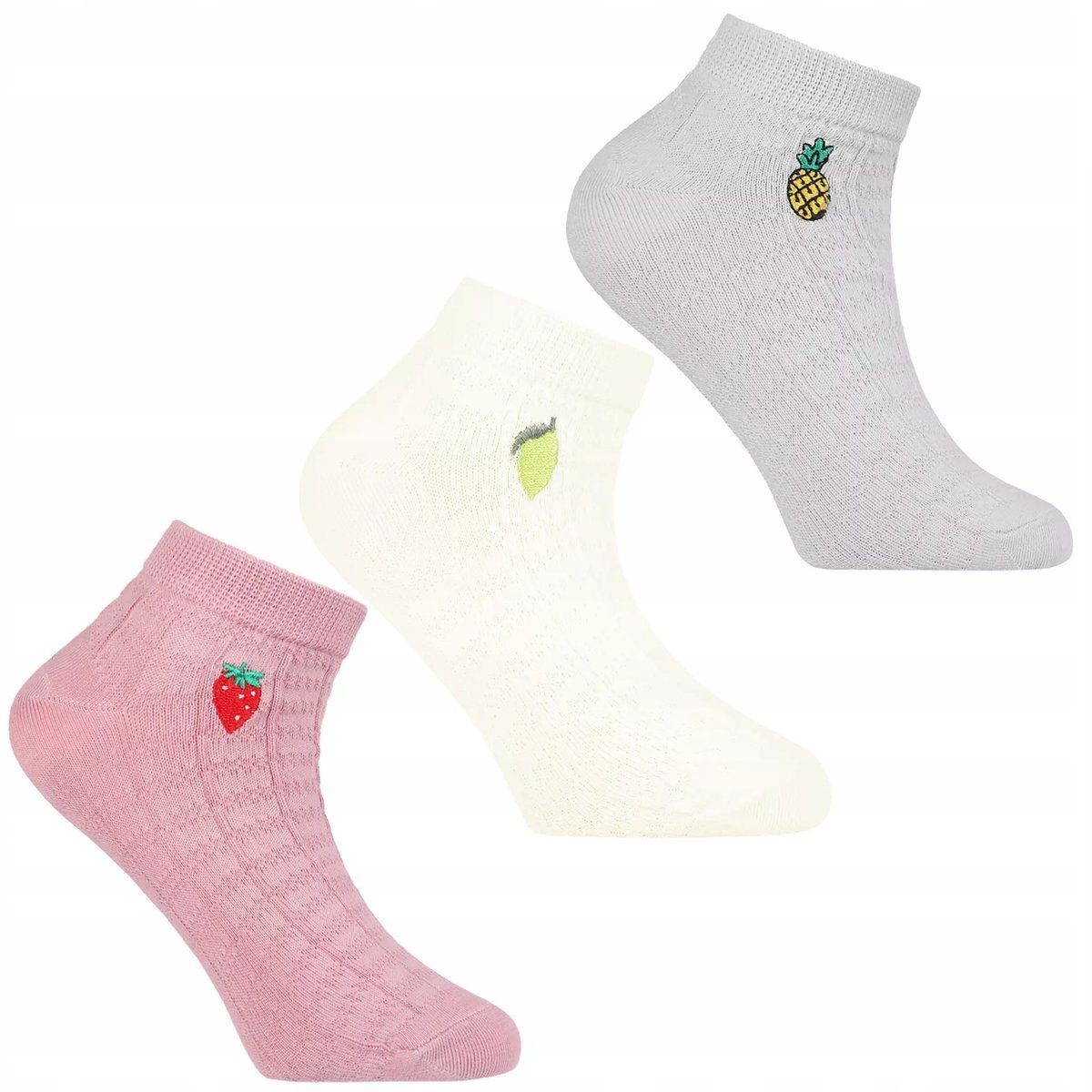 3X Niskie Stopki Kolorowe Skarpetki Bawełniane Dziecięce Owoce Moraj 27-30