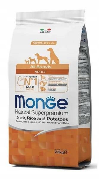 MONGE SPECIALITY LINE KACZKA Z RYŻEM i ZIEMNIAKAMI 12KG