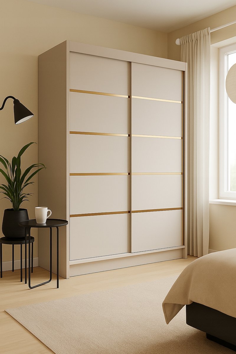 Szafa przesuwna bez lustra z półkami drążkiem 120 cm LIA IV DUŻA GARDEROBA