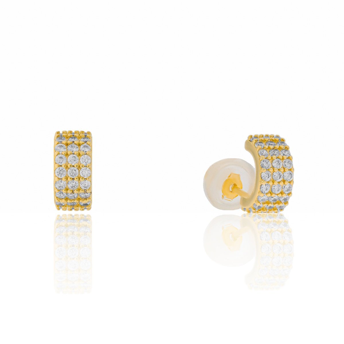 Srebrne pozłacane kolczyki prostokąty z cyrkoniami sztyfty pr. 925