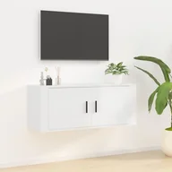 Szafki RTV - Lumarko Wisząca szafka telewizyjna, wysoki połysk, biała, 100x34,5x40cm - miniaturka - grafika 1
