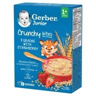 Kaszki dla dzieci - Gerber Junior Crunchy Bites Kaszka 8 zbóż z truskawką 200 g - miniaturka - grafika 1