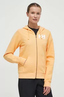 Bluzy damskie - Helly Hansen bluza bawełniana damska kolor żółty z kapturem melanżowa 34461 - grafika 1