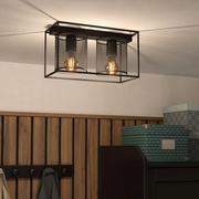 Lampy sufitowe - Lampa sufitowa Catterick, czarna, dwa klosze - miniaturka - grafika 1
