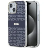 Etui i futerały do telefonów - Oryginalne Etui IPHONE 13 / 14 / 15 DKNY Hardcase IML Mono & Stripe MagSafe (DKHMP15SHRHSEB) niebieskie - miniaturka - grafika 1