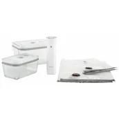 Pojemniki kuchenne - Zwilling Zwilling Fresh &amp;amp Save 2 Szt Białe Pojemniki Próżniowe Na Żywność Szklane Z Pompką Próżniową I Workami - miniaturka - grafika 1