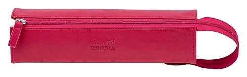 Rhodia 319022C - piórnik prostokątny szaszetka na przybory 23x5x5 cm– skóra ekologiczna – do przechowywania długopisów, ołówków, pisaków i drobnych akcesoriów, malinowy